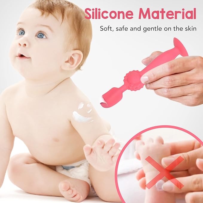 Marhynchus Soft Baby Butt Cream Applicator Skin Friendly Silicone Diaper Cream Spatula with Suction Base (Red) Diaper Cream Spatula Diaper Cream applicator
