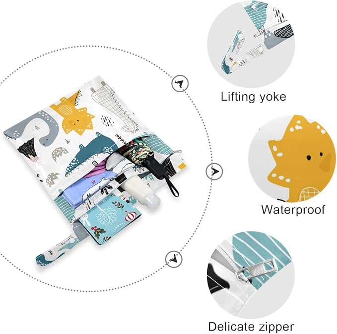 Cactus Plant Wet Dry Bag for Cloth Diaper&Swimsuit,Travel&Beach - Water Resistant Wet Bags - Perfect for Wet Clothes, Toiletries, 2 Pack