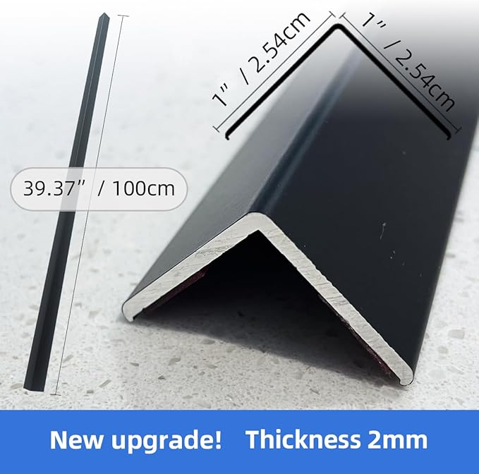 12 Pcs Aluminum Angle Corner Guards, 1" x 1" x 39.4" Metal Wall Corner Protector L-Shaped Molding Trim for Wall Door Frame Cabinet Protection Decoration, 2 mm Thickness, Black