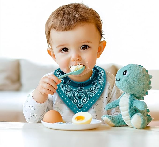 Maiwa 10 Pack Baby Triangle Bandana Bibs for Boys Girls for Drool Teething Eating with Snaps