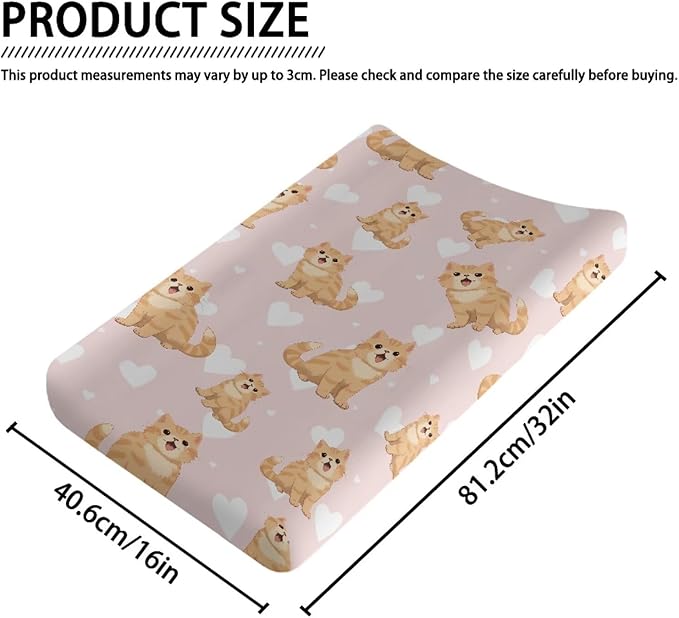 Cartoon Cats Changing Pad Cover for Baby Stretchy Changing Table Cover Breathable Diaper Changing Mat Cover Fit 32"x16" Contoured Pad