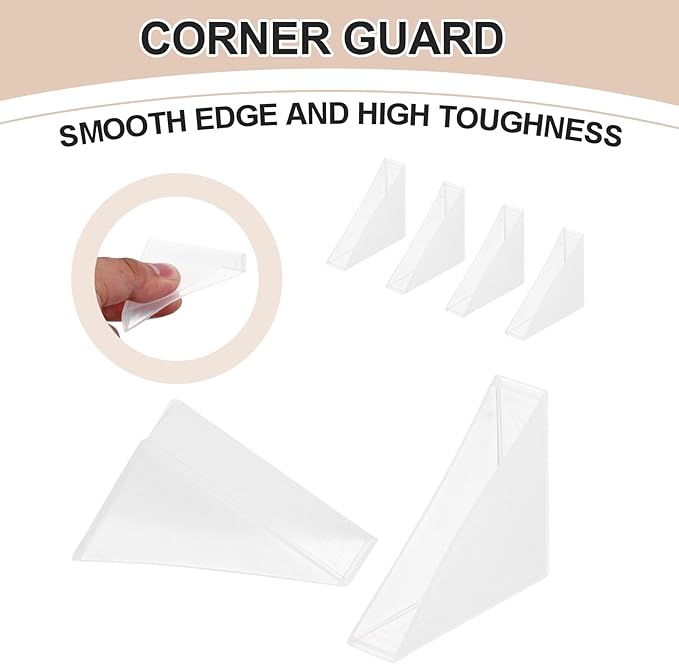 uxcell 30Pcs Triangle Glass Corner Protector, 0.47 x 2 Inch Plastic Glass Table Corner Protector Transport Corner Guard for Glass, Ceramics, Wood, and Steel(Right Angle, Clear)
