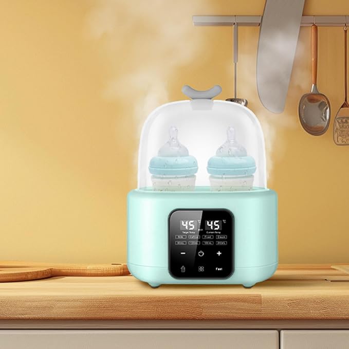 Double Bottle Warmer with Smart Temperature Control, Fast Baby Food Heater and Defrost Warmer with Timer for Twins, LED Display Accurate Temperature Adjustment for Baby Milk Breastmilk (Green)