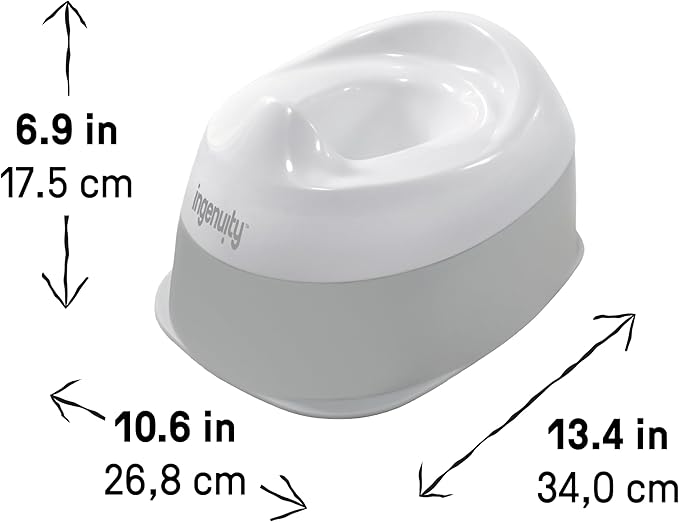 Ingenuity Ready Set Go Potty Training Toilet, Removable Bowl, Non-Skid Bottom, Wide Stable Base, Age 18 Months & Up, White & Grey