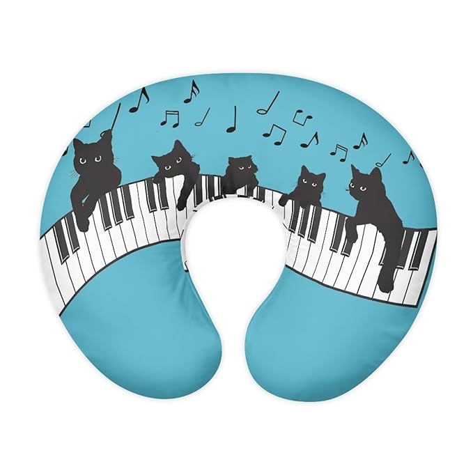 Nursing Pillow Cover Black Cat Piano Keys Stretchy Removable Cover for Breastfeeding Pillows Soft Comfortable Slipcover for Baby Girl and Boy Washable & Breathable