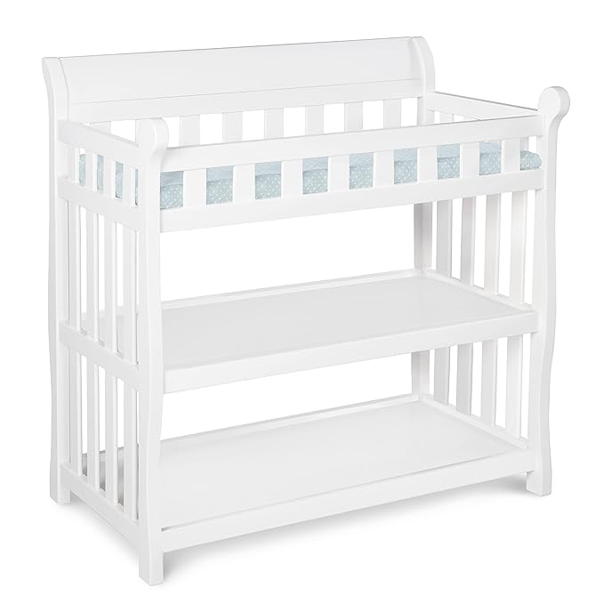 Delta Children Eclipse Changing Table with Changing Pad, White & Foam Contoured Changing Pad with Waterproof Cover
