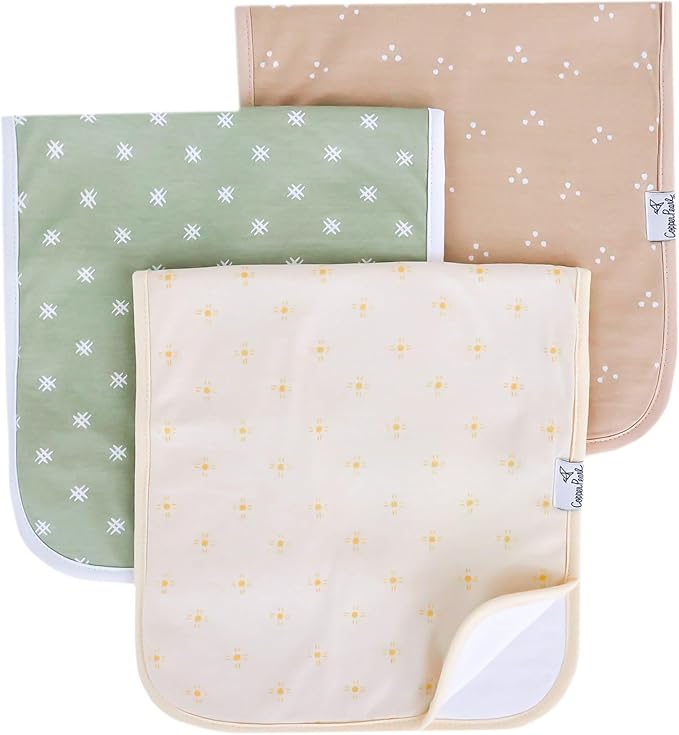 Copper Pearl Premium Baby Burp Cloths - 3-Pack Large Cotton Burp Cloths, Extra Soft Spit Up Rags with 3 Absorbent Layers, Perfect for Baby Boy and Baby Girl Gifts (21" x 10" Size, Santa Fe Set)