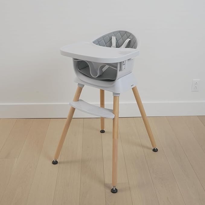 3-in-1 Convertible Wooden High Chair for Babies and Toddlers, Dining Booster Seat, Toddler Chair, Easy to Clean Infant Highchair, Modern Lightweight Design