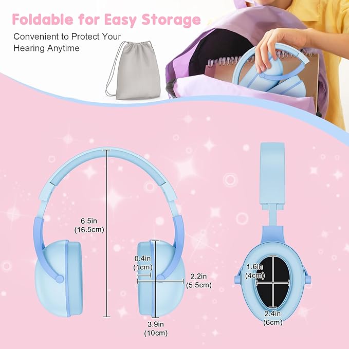 ProCase 2 Pack Noise Cancelling Headphones for Kids, Kids Ear Protection for Monster Jam Truck, Hearing Protection Noise Reduction Earmuffs for Sensory Autism Toddler Children -Pink & Skyblue