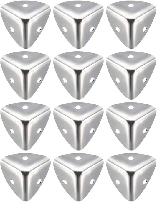 uxcell Metal Box Corner Protectors Edge Guard Protector 25 X 25 X 25mm Silver Tone 12pcs for Table Corners and Desk Corners
