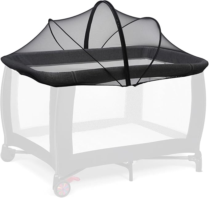 Mosquito Net for Pack n Play, Pack and Play Cover, Travel Crib Net to Keep Cats Out, Crib Tent with 2-Way Zipper for Playpen, Mini Crib, Black