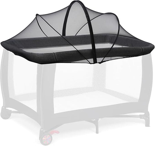 Mosquito Net for Pack n Play, Pack and Play Cover, Travel Crib Net to Keep Cats Out, Crib Tent with 2-Way Zipper for Playpen, Mini Crib, Black
