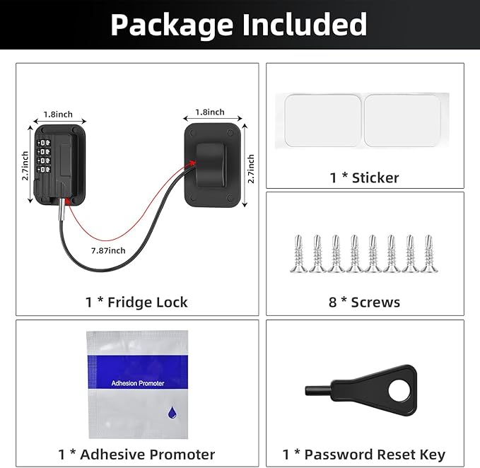 Ougourim Upgraded Combination Fridge Lock for Child Safety, Keyless Refrigerator & Freezer Lock with Code for Kids, Black