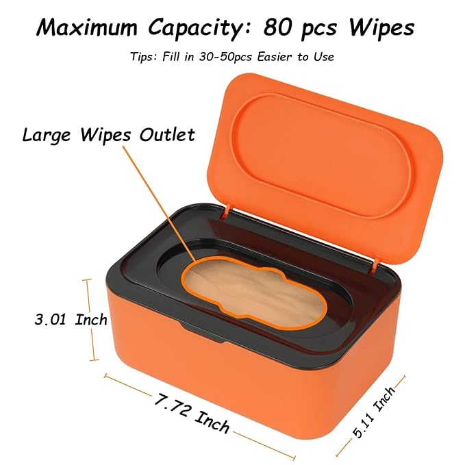 Wipes Dispenser with 4 Pack Portable Baby Wipe Case, Wipe Holder for Baby & Adult, Seposeve Refillable Wipe Container, Keeps Wipes Fresh, Easy Open/Close Wipes Pouch Case, Orange+ 4 Multicolor