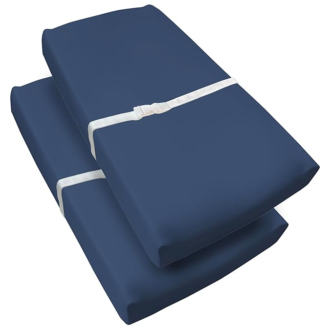 BreathableBaby Waterproof Cover, for 32" x 16"/81 x 41 cm Changing Pad, Navy (2-Pack)