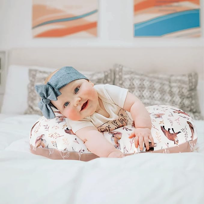GRSSDER Nursing Pillow Cover Stretchy Minky Removable Nursing Covers for Breastfeeding Pillows, Ultra Soft Comfortable Slipcover for Girls, Pretty Fox Pattern