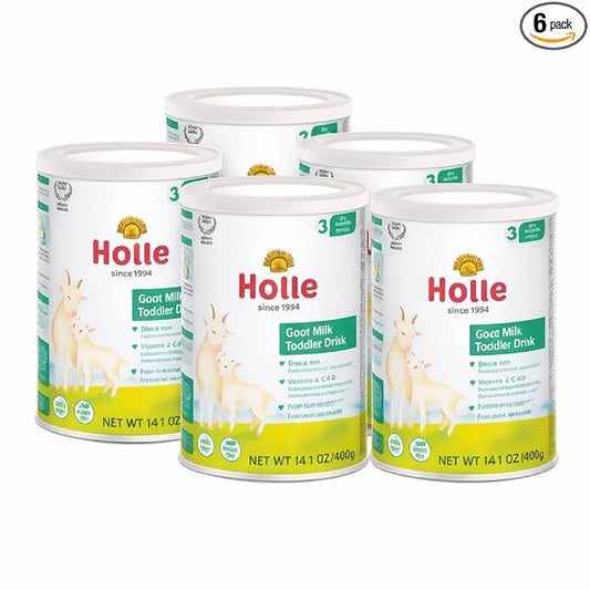 Holle Goat Milk Toddler Drink Stage 3, 14.1 Oz Powder, 6 Pack, For 12+ Months, European Whole Goat Milk, Non-GMO, No Palm Oil, DHA, Iron & Zinc, Clean Label Certified, Made in Germany