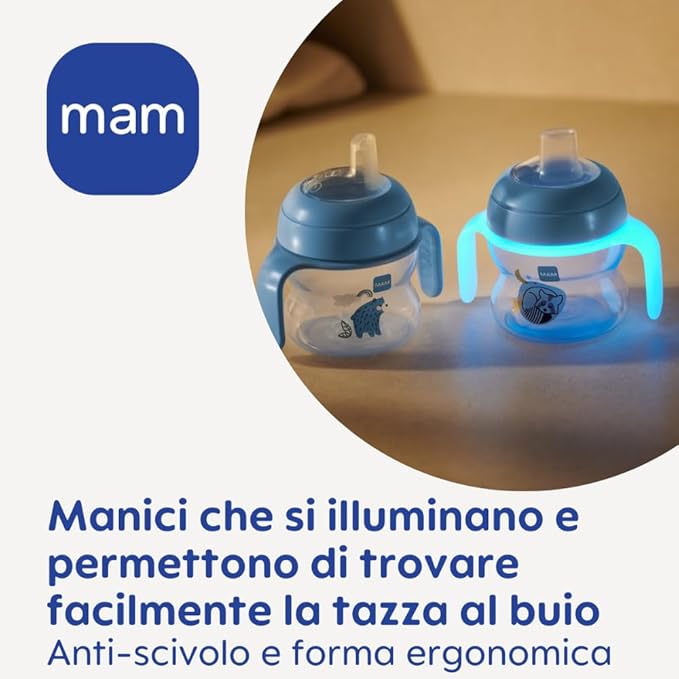MAM Hold My Bottle Baby Bottle Handles Compatible with Baby Bottles, Non-Slip and Ergonomic, from 6 Months, Light Blue