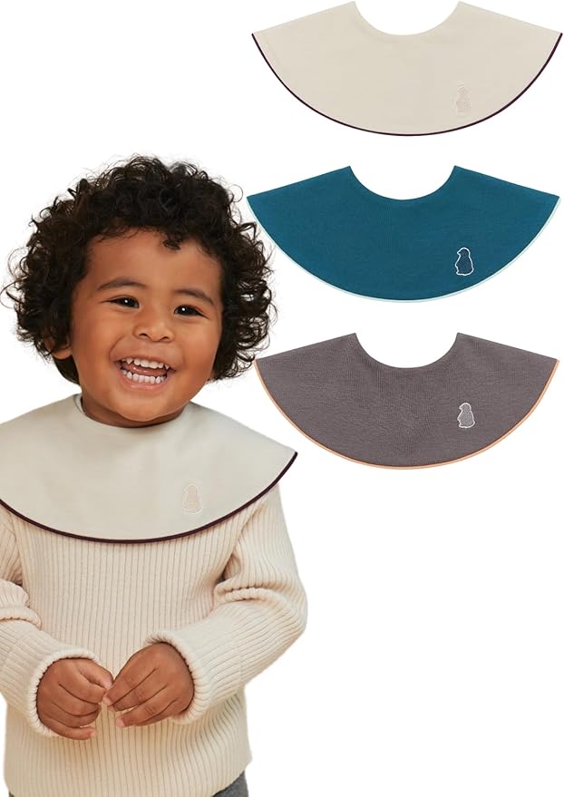 Konny Baby Bib 3/5/7-Pack Set, 360 ° Rotate, Soft and Absorbent Drooling for Toddler Boys Girls Baby Essentials