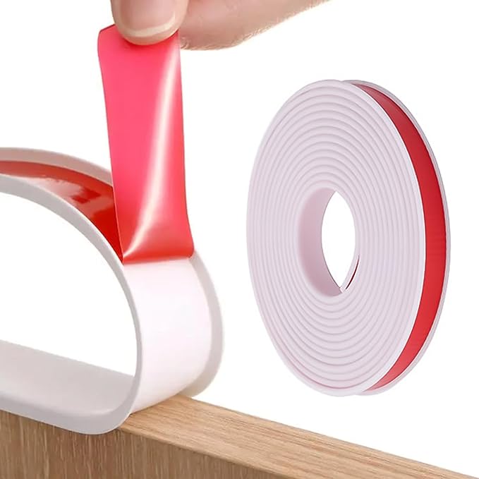 16.4ft U-Shape Edge Banding, TPE Self Adhesive Veneer Edging Flexible Furniture Edge Trim Protector for Furniture Countertop Table Sheet Metal (15mm, White)
