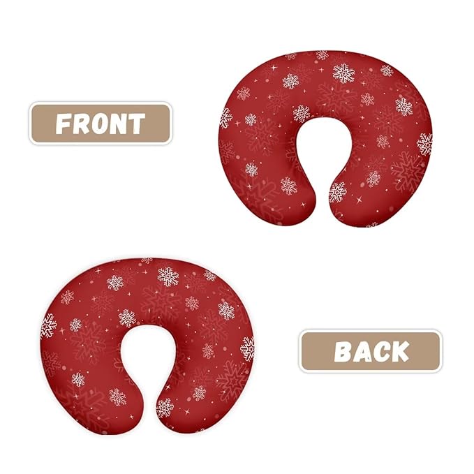 Snowflake Stripes Red Breastfeeding Pillow Slipcover for Baby Breastfeeding Slipcover Infant Newborn Nursery Bottle Pillowcase Easy to Clean Xmas Decor