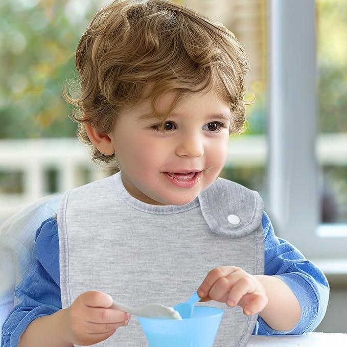 8 Pack Baby Bibs Unisex Adjustable with Snaps Ultra Soft Absorbent Drooling Teething for Boys and Girls