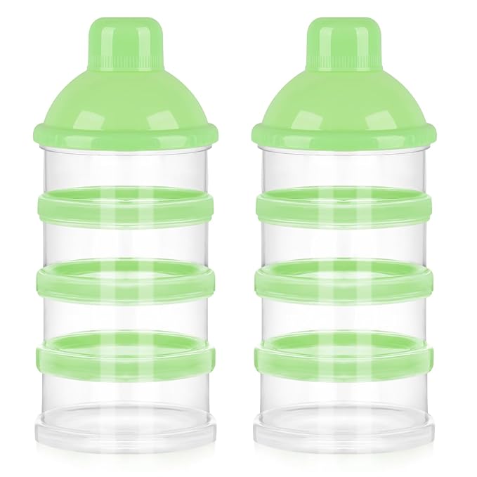 Accmor Formula Dispenser On The Go, 4 Compartments Stackable Formula Container for Travel, Baby Milk Powder Kids Snack Container, BPA Free ﻿