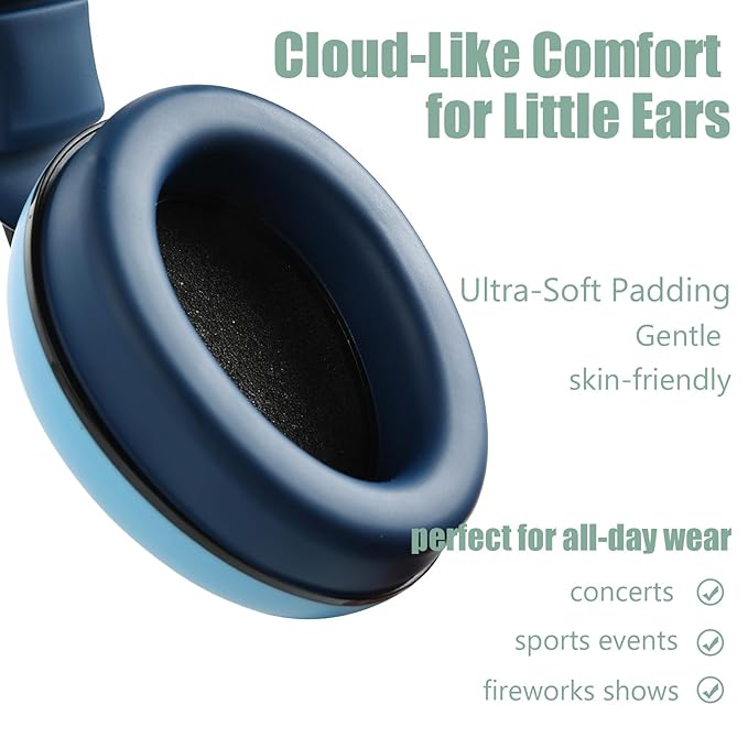 funbliss Baby Ear Protection for Babies and Toddlers for Ages 3 to 36 Months - Noise Reduction Earmuffs - Comfortable Baby Headphones Against Hearing Damage & Improves Sleep -Royal Blue