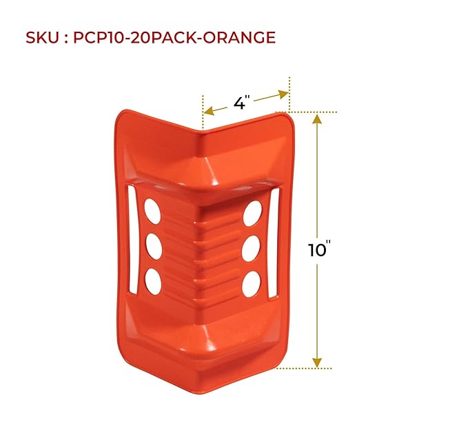 Mytee Products (40 Pieces) 4"x10" Orange Corner Protector V Shaped Flatbed Edge Guards with Carrying Case - Cargo Load Corner Edge Protector and Tie-Down Strap Guard for Flatbed