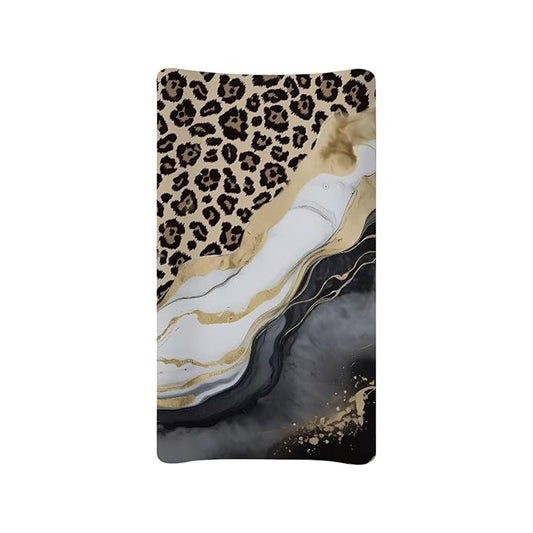ZDCUSTOM Changing Pad Cover Diaper Changing Pad Cover Soft Breathable Diaper Changing Table Cover Comfy Cozy Cradle Sheets 32"x16" Grey Marble Leopard