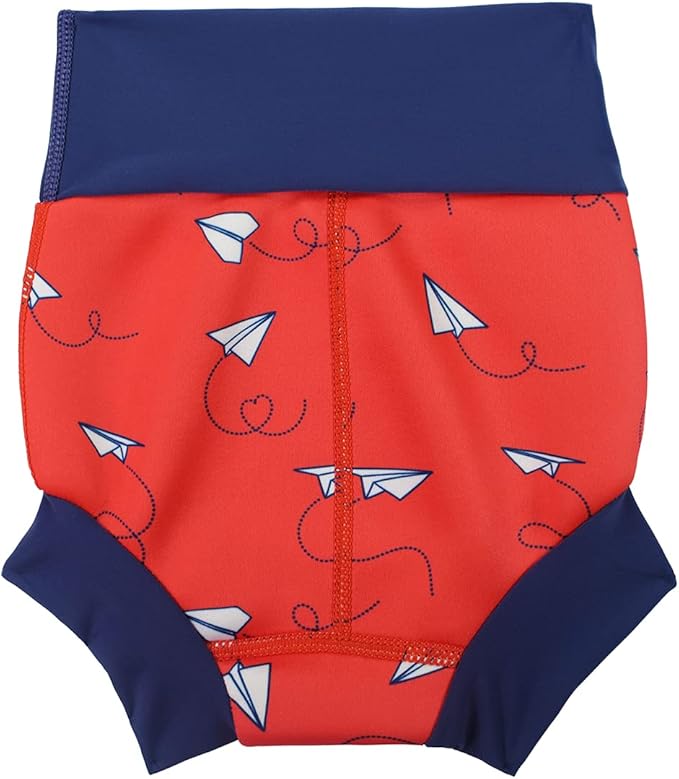 Splash About Happy Nappy Reusable Swim Diaper, Paper Planes Red, 12-24 Months