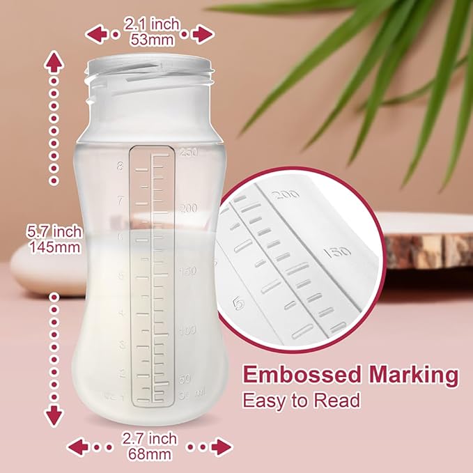 Nenesupply Silicone Baby Bottles Newborn Feeding Bottles Slow Flow Breastfeeding Bottle for Breastfed Babies Wide Neck 8oz Anti Colic Level 2 Nipple for 1+ Month Infant Replace Spectra Bottle Pumping