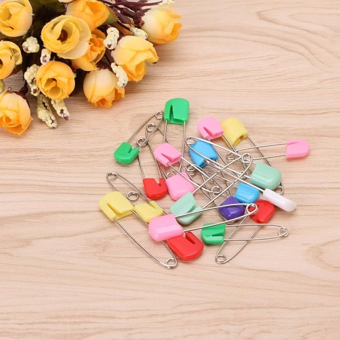 BWESOO 20Pcs Multicolor Baby Infant Child Cloth Nappy Diaper Pins Safety Locking Holder Colorful Safety Pins Heavy Duty 2 Inch Diaper Pins & Fasteners