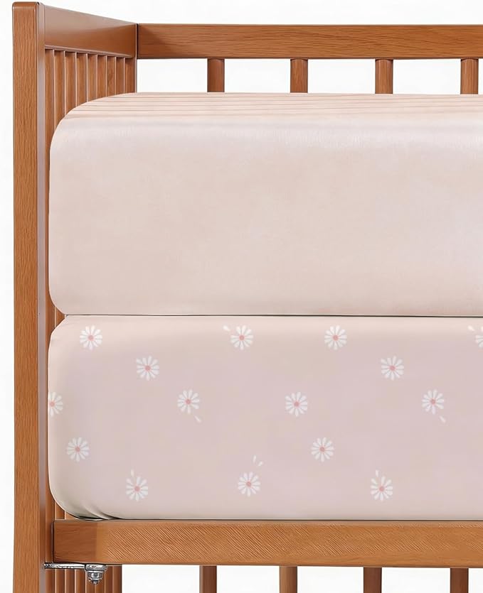 Baby Crib Sheets for Boys & Girls - Pack of 2 Fitted Microfiber Crib Sheets for Standard Crib & Toddler Mattress - Soft, Breathable & Wrinkle Free - Machine Washable, Oeko Tex - 52x28x8in - Daisy's