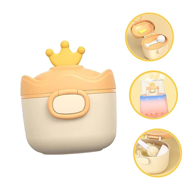 Kisangel 1pc Baby Milk Dispenser with Scoop Portable Formula Holder Snack Storage Containers for Travel, Daycare and Outdoor Activities(Dark Yellow)