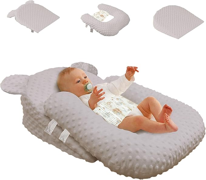 Baby Feeding Pillow Adjustable Newborn Nursing Pillow for Breastfeeding,Bottle Feeding Washable(Grey, One Size)