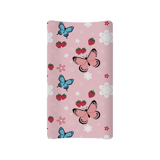 ZDCUSTOM Pink Butterfly Diaper Changing Pad Cover for Girls, Soft Changing Station Covers, Changing Pad Sheets, Stretchy Changing Pad Covers Washable