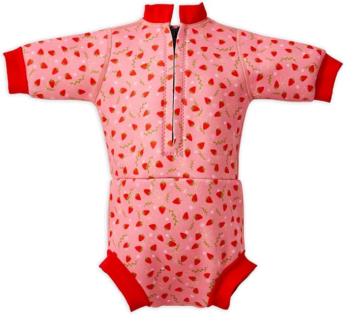 Splash About Happy Nappy Wetsuit, Swimsuit for Babies & Toddlers with Built-in Swim Diaper (Strawberry Field, 12-24 Months)