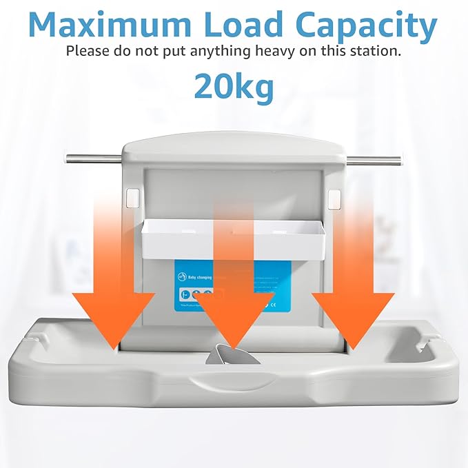 Commercial Baby Changing Station Wall-Mount: Modunful Foldable Diaper Changing Table with Safety Straps for Home/Restaurants/Hotels/Schools/Airports