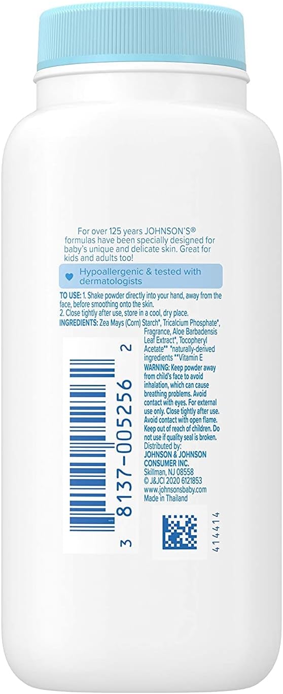 Johnson’s Baby Powder with Naturally Derived Cornstarch Aloe & Vitamin E, Hypoallergenic, 1.5 oz Trial Size - Pack of 24