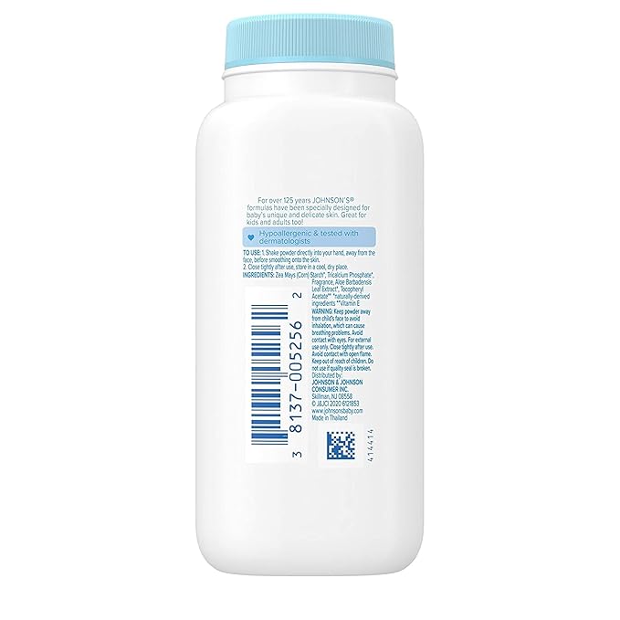Johnson's Aloe Vitamin E Powder 1.5 oz Pack, Pure Cornstarch, 4.5 Ounce, (Pack of 3)