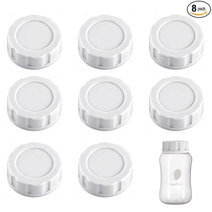 8Pcs Baby Bottle Caps Travel Bottle Caps Compatible with Evenflo Bottles, Spill-Proof, Leak-Resistant, Easy-to-Clean, Travel and Storage Bottle Lids Replacement (White)