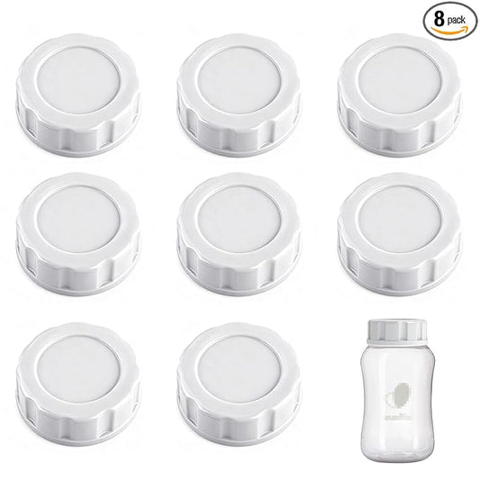 8Pcs Baby Bottle Caps Travel Bottle Caps Compatible with Evenflo Bottles, Spill-Proof, Leak-Resistant, Easy-to-Clean, Travel and Storage Bottle Lids Replacement (White)