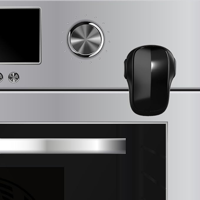 Oven Lock Childproof, Oven Front Door Lock Child Safety, Strong Adhesive Easy to Install, Heat-Resistant, Black