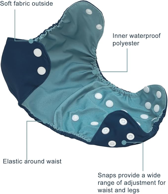 babygoal Baby Cloth Cover for Prefolds,Flats or Fitted Diapers– Adjustable, Reusable, Waterproof Swim Diaper Cover