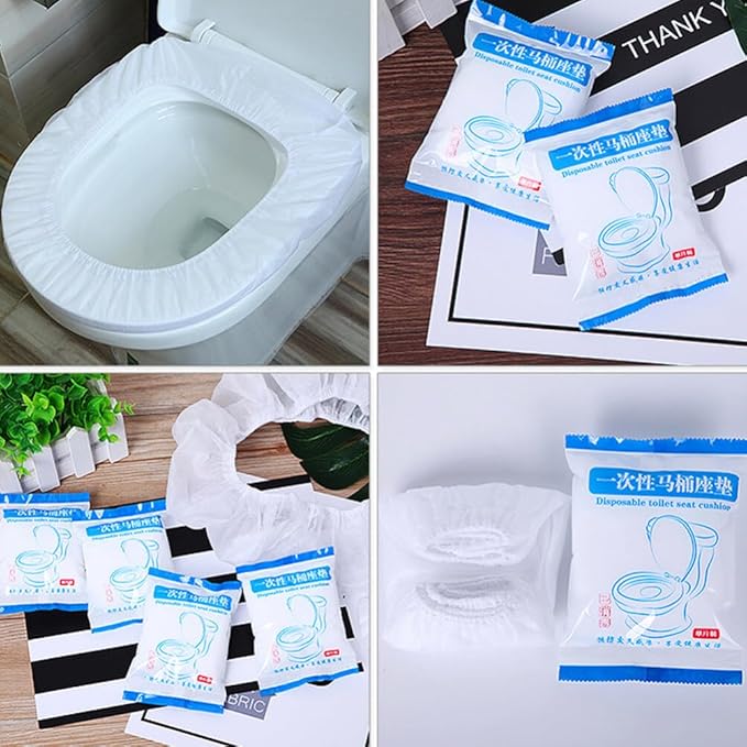 Healifty Disposable Toilet Seat Cover Portable Waterproof Toilet Mat Thickened Cushion for Travel Hotel Office Use Individual Package 8.26X6.69X3.93 Inch