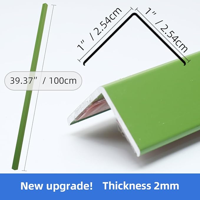 4 Pcs Aluminum Angle Corner Guards, 1" x 1" x 39.4" Metal Wall Corner Protector L-Shaped Molding Trim for Wall Door Frame Cabinet Protection Decoration, 2 mm Thickness, Green