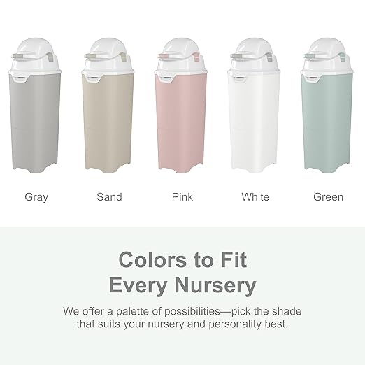 Foundations Tall Diaper Pail with Airtight Lid, Durable & Odorless Diaper Disposal, Large Capacity, Holds up to 60 Newborn Diapers, Refill with Any Bags, Baby Registry Gift - Green