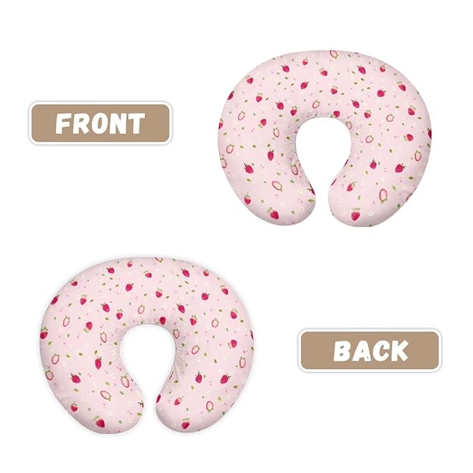 Strawberry Fruit Print Nursing Pillow Cover, Removable Nursing Covers for Breastfeeding Pillows, Ultra Soft Comfortable Slipcover for Baby Girl and Boy