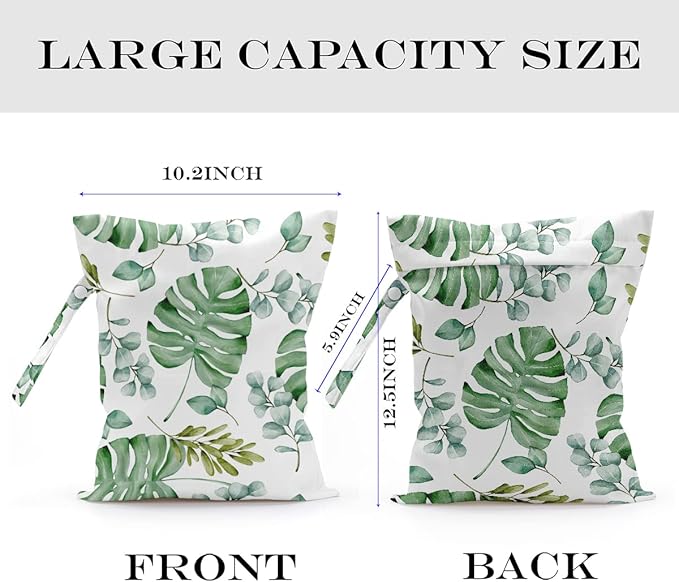 Wet Bag, Wet Dry Bag, Wet Bag for Swimsuit, Travel, Beach, Pool, Diapers, Dirty Yoga Gym Clothes, Makeup Bag, Waterproof Reusable Home Sweet Home Eucalyptus Leaf
